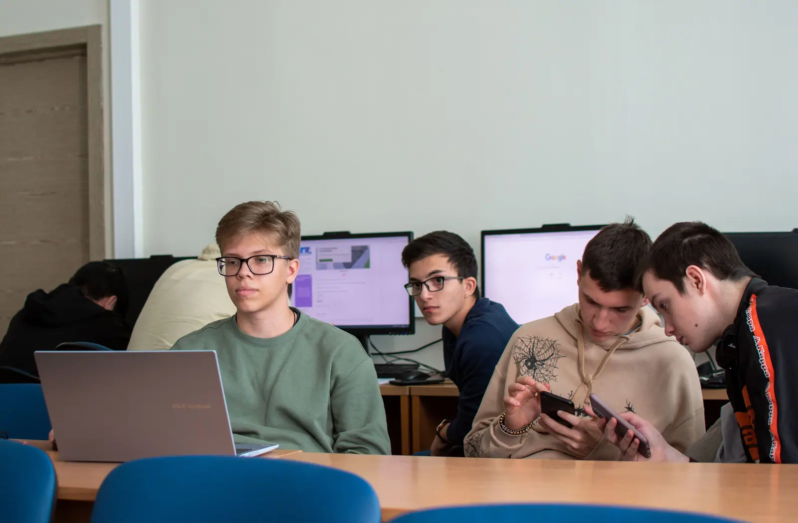 Senior students using digital learning tools