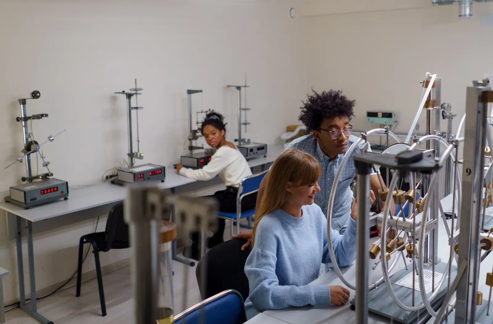Senior students learning in a science laboratory
